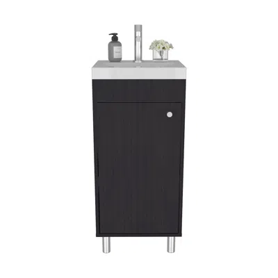 Depot E-shop Valdez Bathroom Vanity, 1 Door, 4 Legs, 2 Shelves, Black Wengue