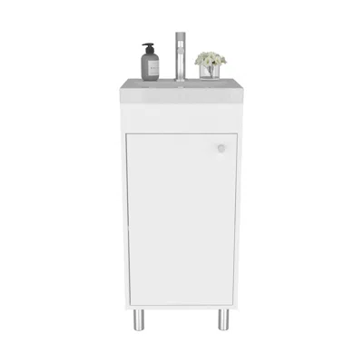 Depot E-shop Valdez Bathroom Vanity, 1 Door, 4 Legs, 2 Shelves, White