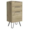 Depot E-shop Valerian Light Dresser- Countertop,three Drawers, Four Steel Legs-light Oak, For Bedroo