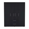 Depot E-shop Valier Wardrobe, Deluxe Armoire With Multiple Storage Options And Metal Accents