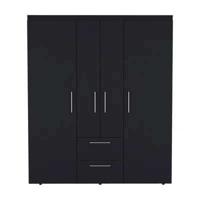 Depot E-shop Valier Wardrobe, Deluxe Armoire With Multiple Storage Options And Metal Accents