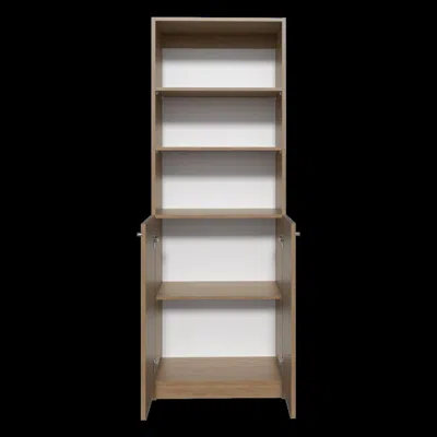 Depot E-shop Vinton 2-door Bookcase With Upper Shelves, Natural Oak / White In Neutral