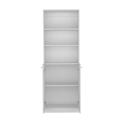 Depot E-shop Vinton 2-door Bookcase With Upper Shelves, White -office In Gray