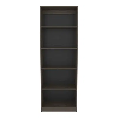 Depot E-shop Vinton 4-tier Bookcase With Modern Storage, Dark Walnut / Black Wengue In Brown