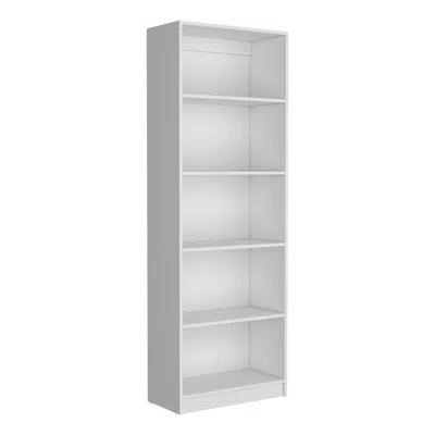 Depot E-shop Vinton 4-tier Bookcase With Modern Storage For Books And Decor, White -office