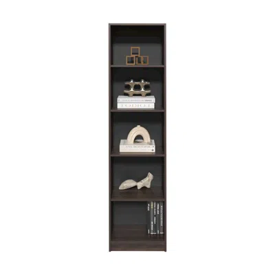 Depot E-shop Vinton Xs Bookcase Compact Bookshelf, Dark Walnut / Black Wengue