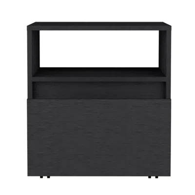 Depot E-shop Wasilla Nightstand With Open Shelf, 1 Drawer And Casters, Black