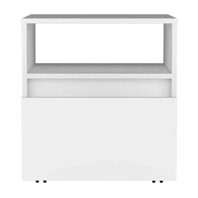 Depot E-shop Wasilla Nightstand With Open Shelf, 1 Drawer And Casters, White