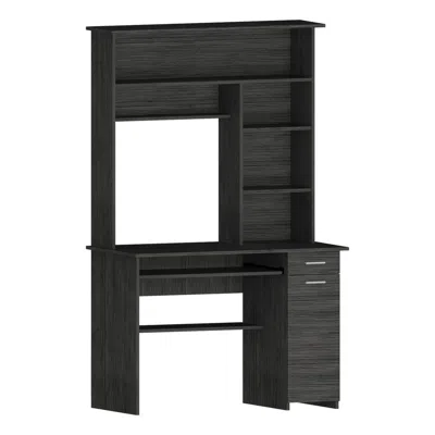 Depot E-shop Xalo 180 Compu Hutch Desk In Grey Oak In Black