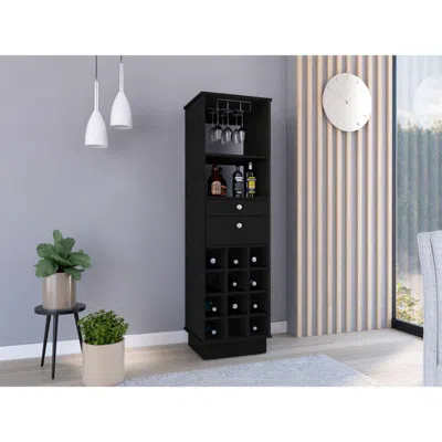Depot E-shop Zircon Bar Cabinet, Twelve Wine Cubbies, Two Drawers, One Shelf-black, For Livingroom