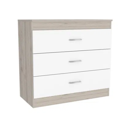 Depot E-shop Zurich Three-drawers Dresser-light Grey/white In Multi