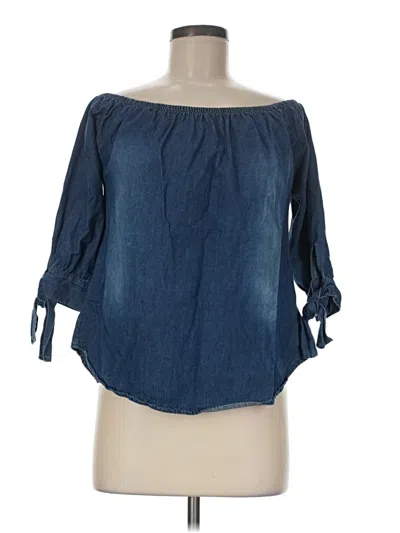 Pre-owned Derek Heart 3/4 Sleeve Blouse In Blue