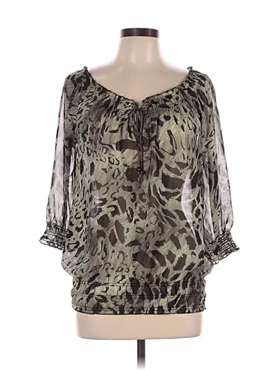 Pre-owned Derek Heart 3/4 Sleeve Blouse In Tan