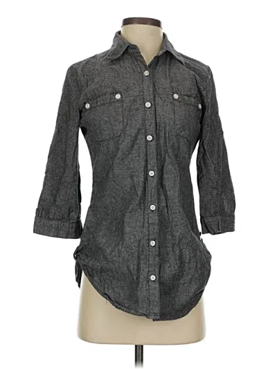 Pre-owned Derek Heart 3/4 Sleeve Button Down Shirt In Gray
