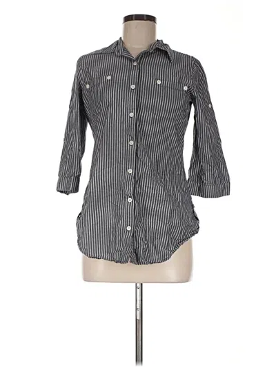 Pre-owned Derek Heart 3/4 Sleeve Button Down Shirt In Gray