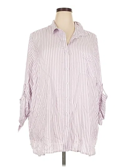 Derek Heart 3/4 Sleeve Button Down Shirt In Purple