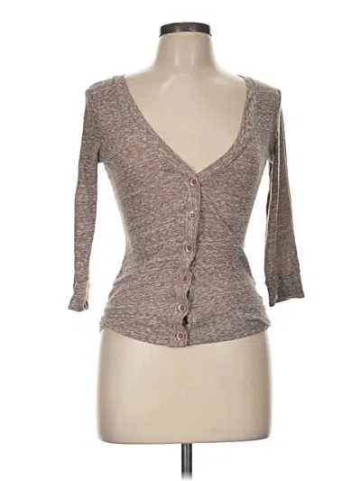 Pre-owned Derek Heart 3/4 Sleeve T-shirt In Brown