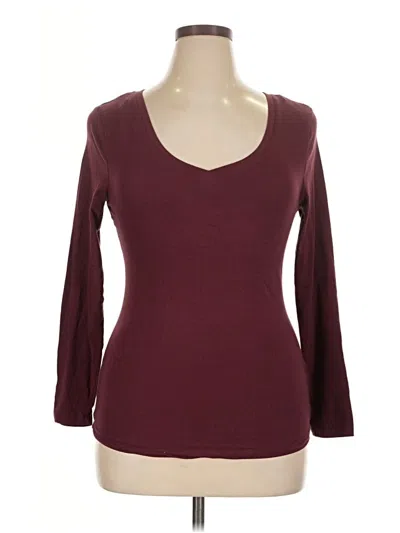 Pre-owned Derek Heart 3/4 Sleeve T-shirt In Burgundy