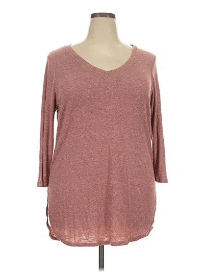 Pre-owned Derek Heart 3/4 Sleeve T-shirt In Burgundy