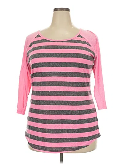 Pre-owned Derek Heart 3/4 Sleeve T-shirt In Pink