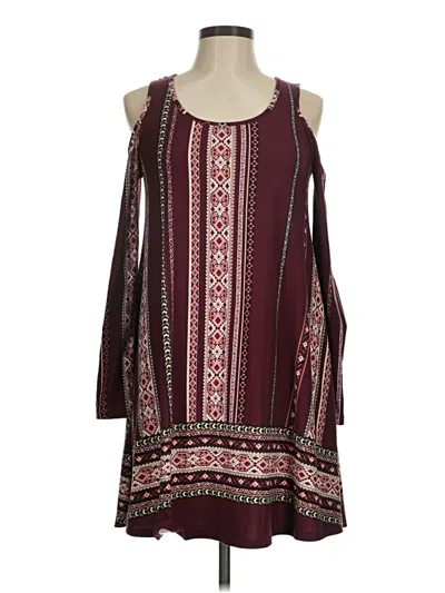 Pre-owned Derek Heart Casual Dress In Burgundy