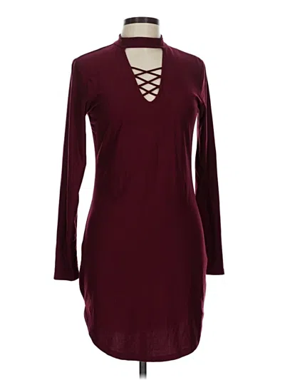 Pre-owned Derek Heart Casual Dress In Burgundy