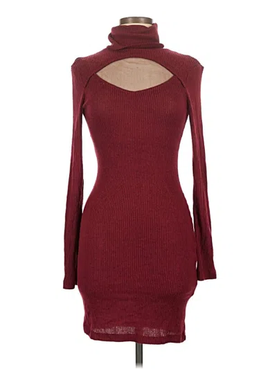 Pre-owned Derek Heart Casual Dress In Burgundy