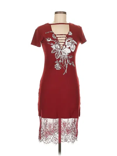 Pre-owned Derek Heart Cocktail Dress In Burgundy