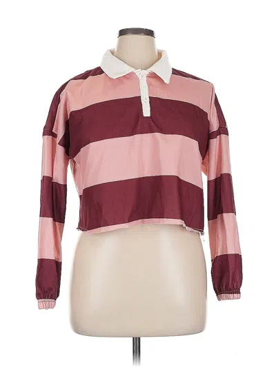 Pre-owned Derek Heart Long Sleeve Blouse In Burgundy