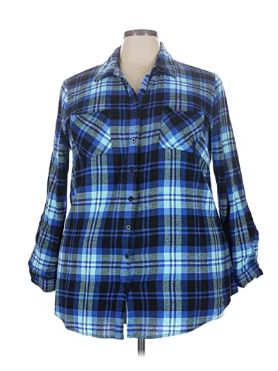Pre-owned Derek Heart Long Sleeve Button Down Shirt In Blue