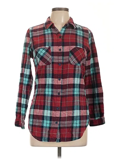 Pre-owned Derek Heart Long Sleeve Button Down Shirt In Burgundy