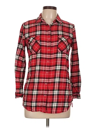 Pre-owned Derek Heart Long Sleeve Button Down Shirt In Red