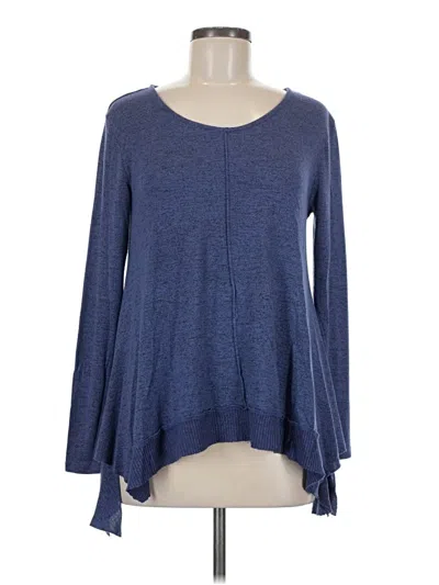 Pre-owned Derek Heart Long Sleeve Top Blue Scoop Neck Tops