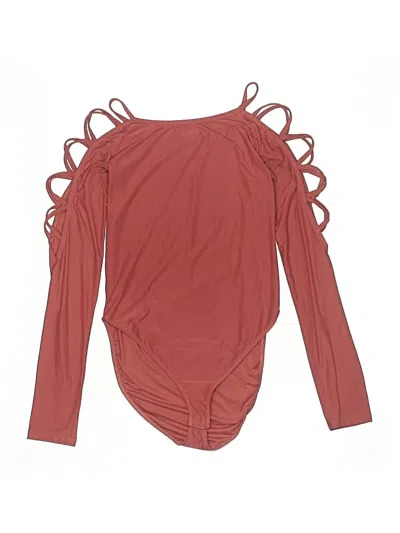 Pre-owned Derek Heart Long Sleeve Top Burgundy Off The Shoulder Neckline Tops