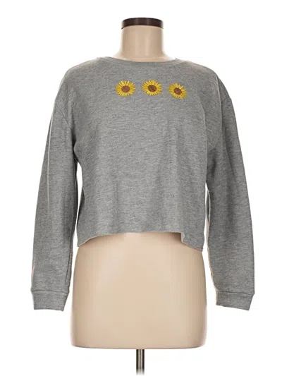 Pre-owned Derek Heart Long Sleeve Top Gray Crew Neck Tops