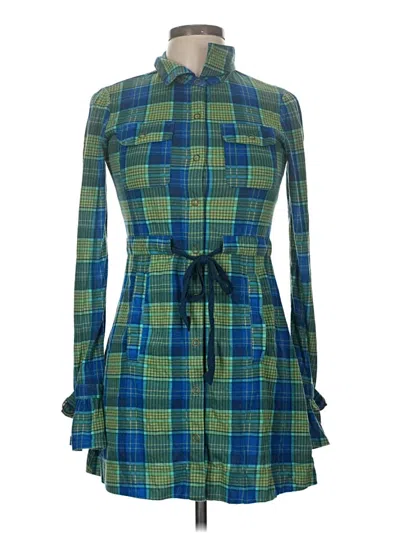 Pre-owned Derek Heart Long Sleeve Top Green Tie Neck Tops