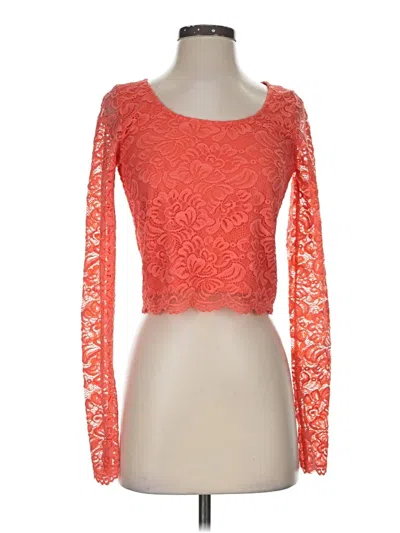 Derek Heart Long Sleeve Top Orange Sweetheart Neckline Tops