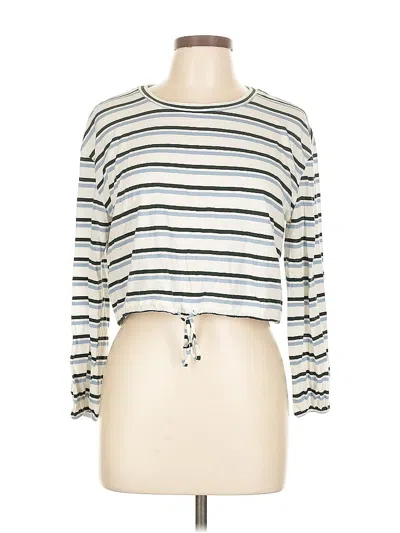 Pre-owned Derek Heart Long Sleeve Top Silver Boatneck Tops