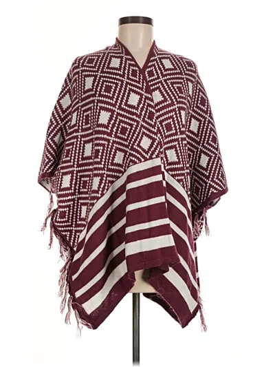 Pre-owned Derek Heart Poncho In Burgundy