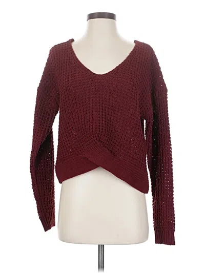 Pre-owned Derek Heart Pullover Sweater In Burgundy