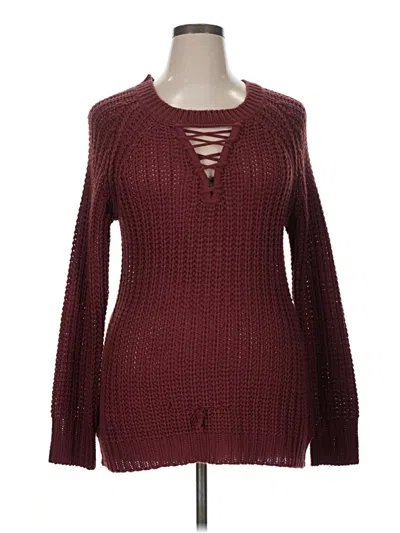 Pre-owned Derek Heart Pullover Sweater In Burgundy