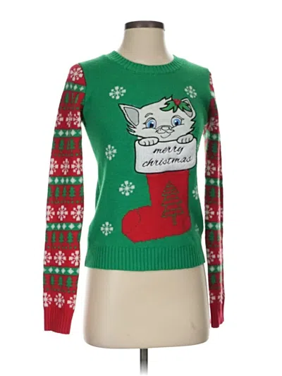 Pre-owned Derek Heart Pullover Sweater In Green