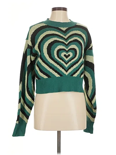 Pre-owned Derek Heart Pullover Sweater In Green