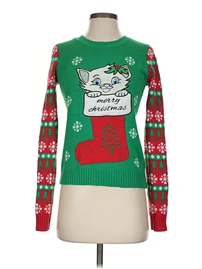 Pre-owned Derek Heart Pullover Sweater In Green