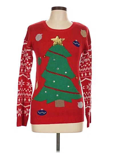 Pre-owned Derek Heart Pullover Sweater In Red