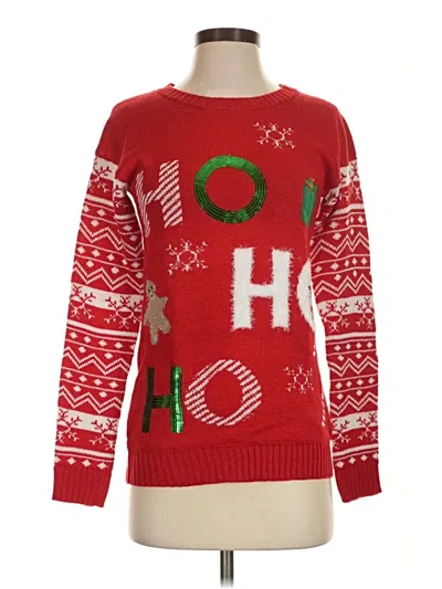 Pre-owned Derek Heart Pullover Sweater In Red