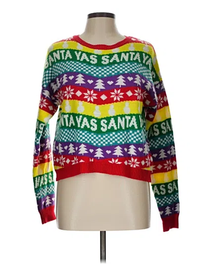 Pre-owned Derek Heart Pullover Sweater In White