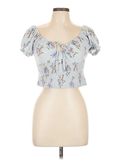 Pre-owned Derek Heart Short Sleeve Blouse In Blue