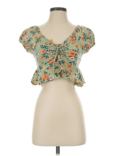 Pre-owned Derek Heart Short Sleeve Blouse In Green