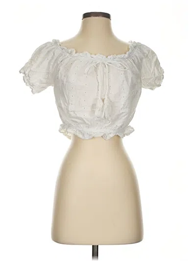 Pre-owned Derek Heart Short Sleeve Blouse In Ivory